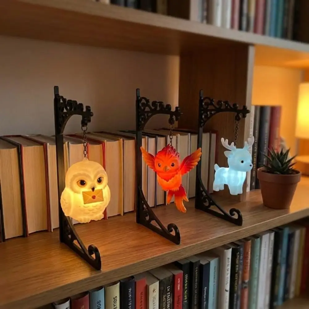 Night Light Vintage Owl Bookshelf Lamp Wrought Iron Fantasy Library Lantern Fairy Style Deer Bird Reading Nook Light Study Room