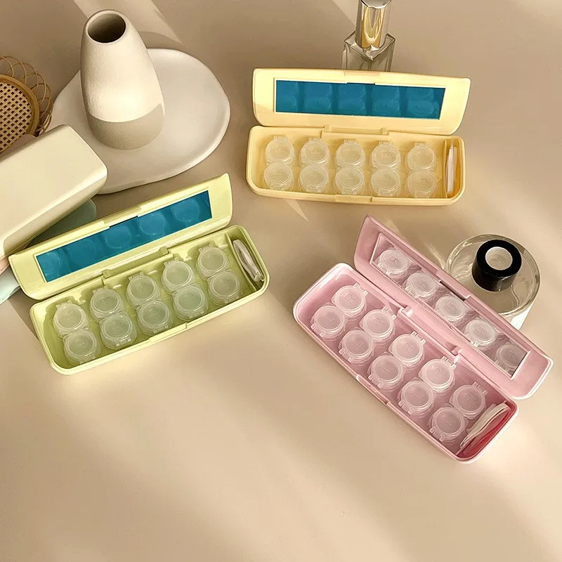 Frosting Contact Lens Cases L+R Storage Holder Multiple Pairs Beauty Pupil Soaking Container Travel Contact Lens Accessories Box