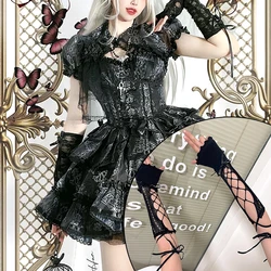 Maniche a mano in pizzo Punk cinturino fai da te guanti senza dita protezione solare gotica in cotone Y2k maglia da donna Lolita abbigliamento decorare accessori