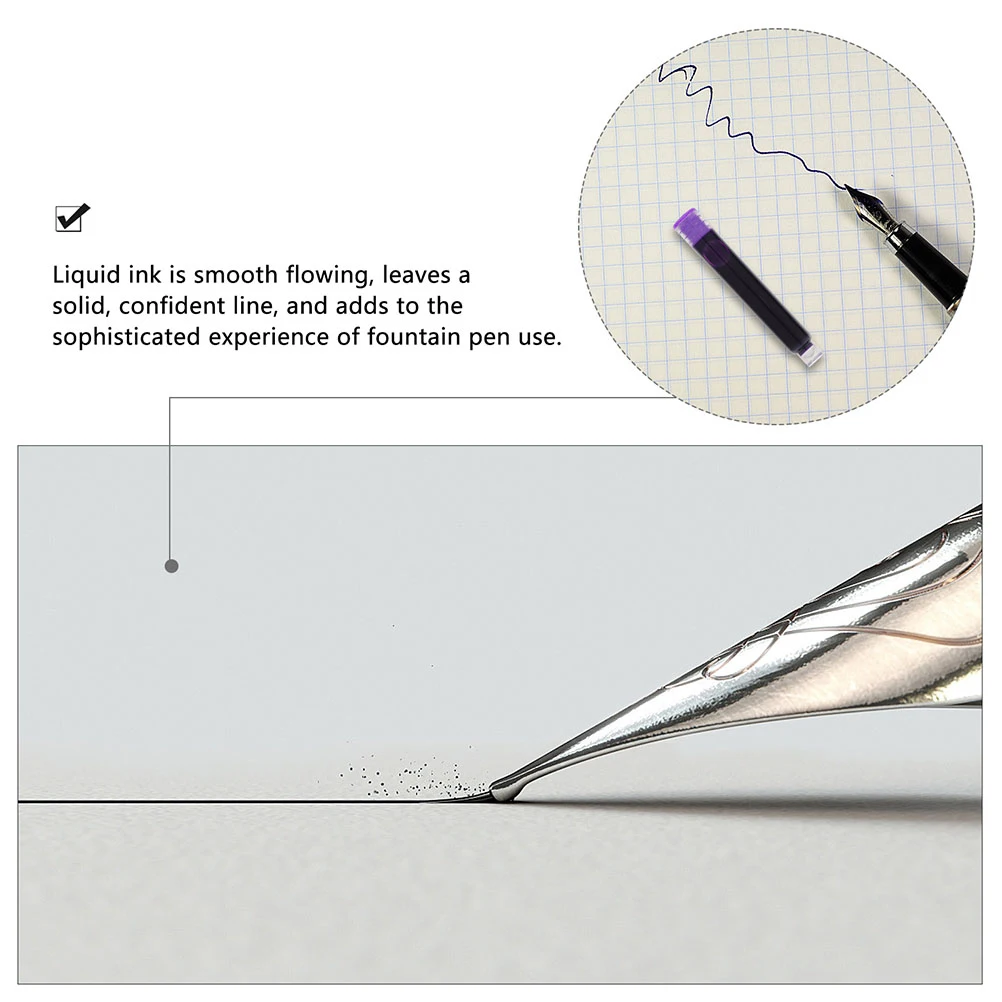

100pcs Universal Fountain Pen Ink Refill Tool Ergonomic Design Easy Install Office Stationery Supplies Steel Pen Ink