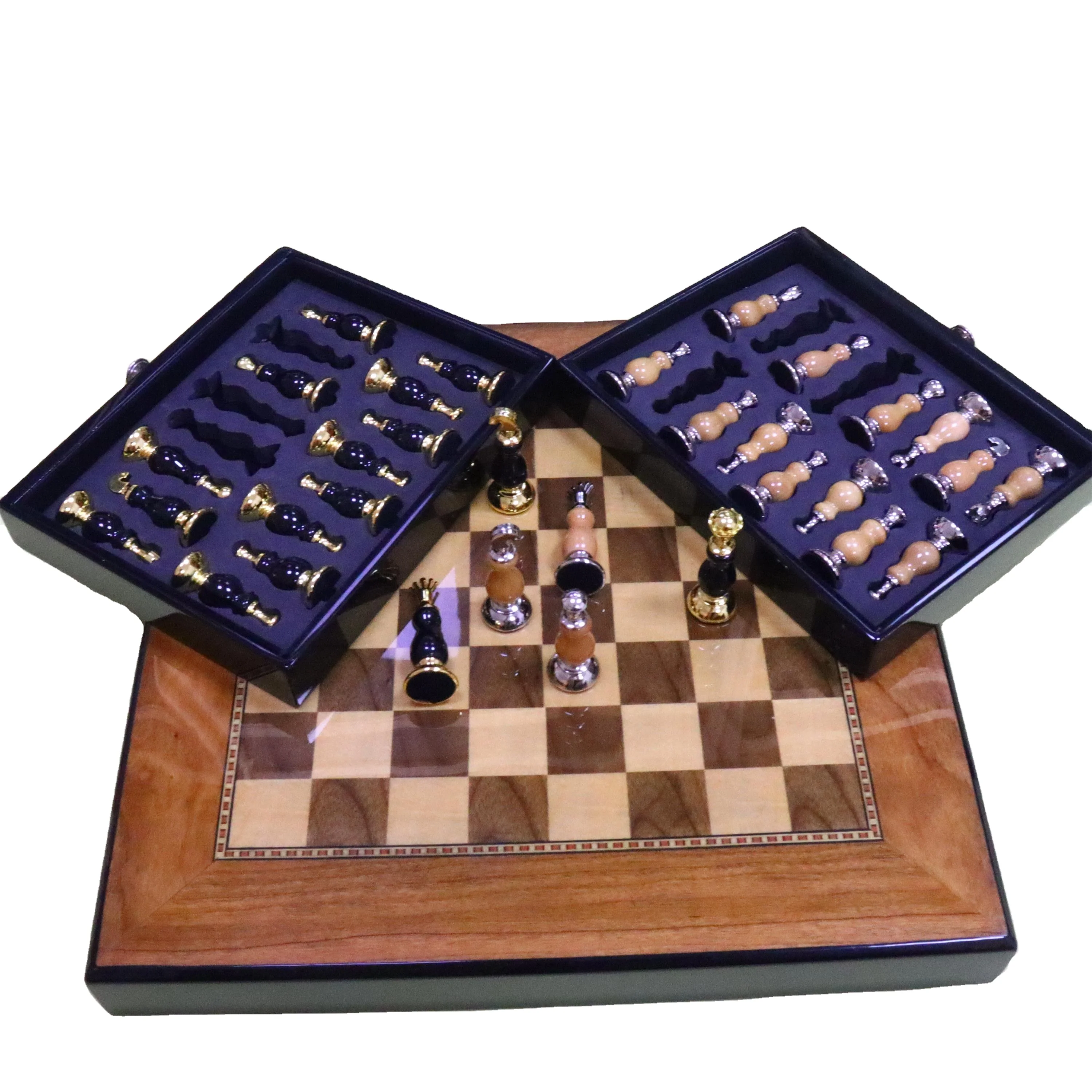 عرض ساخن لعام 2020 مجوهرات شطرنج مطلية بالذهب أو الفضة ألعاب شطرنج رومانية غير رسمية