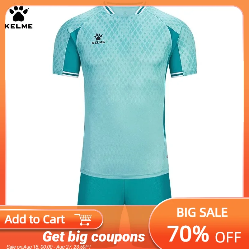 

Футбольная форма Kelme, индивидуальная командная форма, официальный комплект униформы с оригинальным принтом, мужское спортивное снаряжение с короткими рукавами