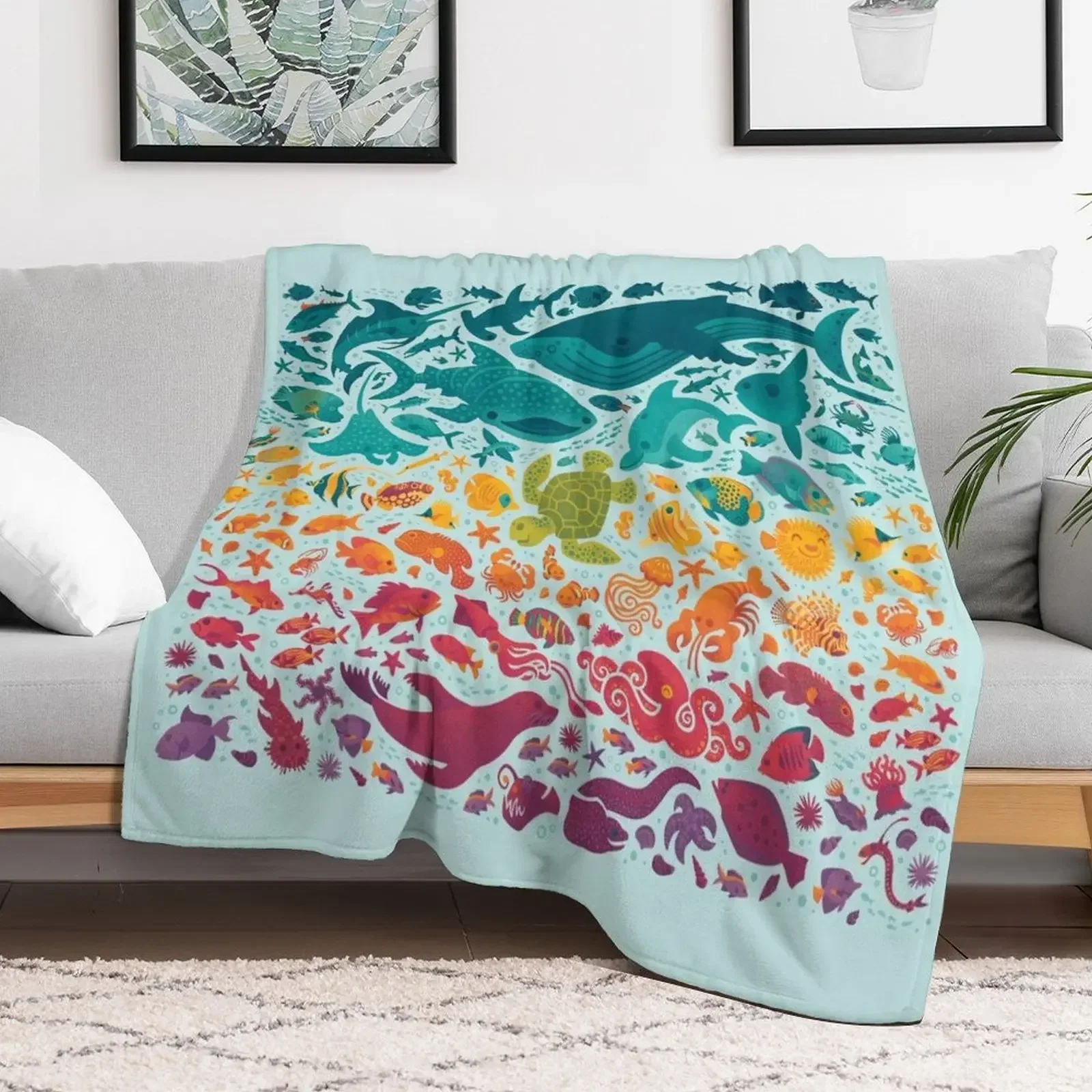 Aquatic Spectrum 2 : light blue Throw Blanket Thins Travel christmas gifts Decorative Beds Blankets