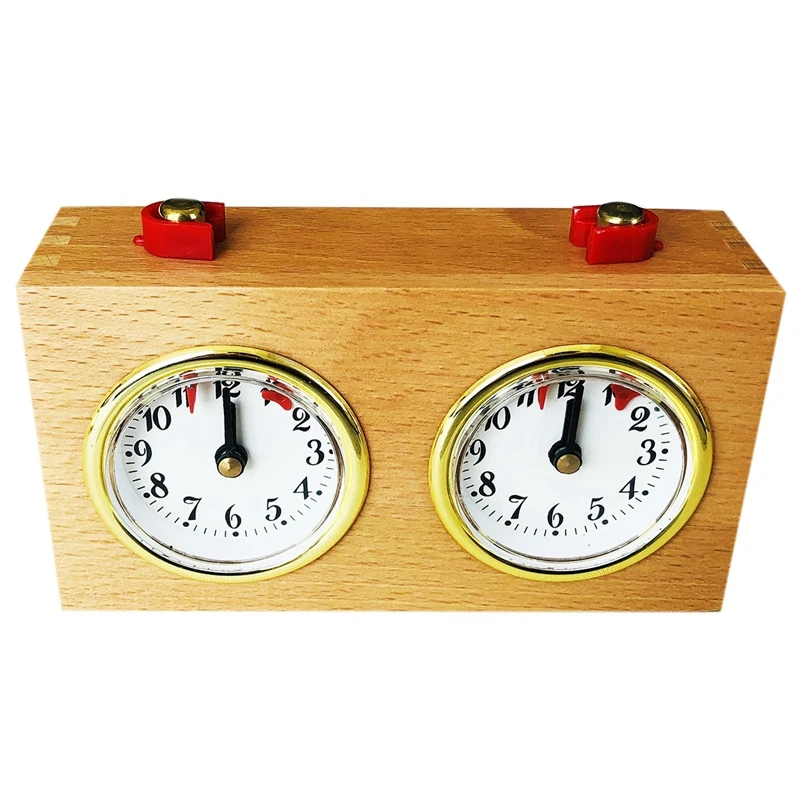 A59Z-Wooden Chess Timer Tournament Competition Game Chess Clock Timer Gift Wind-Up Mechanical Accessories For Board Games