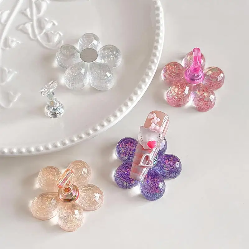 1 pz supporto magnetico per unghie disegni di fiori supporto per unghie pratica allenamento display glitter paillettes punte per unghie scaffale strumenti per manicure