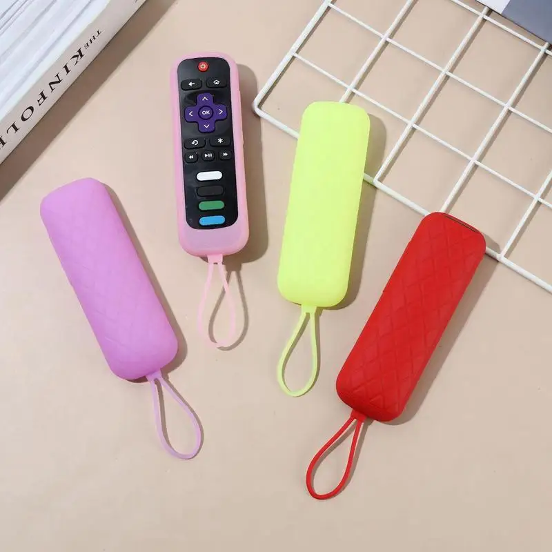 Remote Control Cover Sleeve For TCLROKU Remote Glow In The Dark Non-slip Silicone Protective Soft Case Dustproof With Lanyard