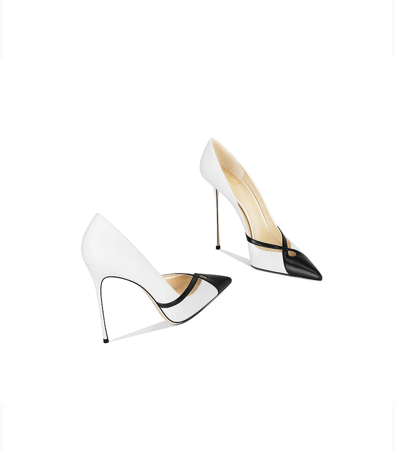 

White Leather Premium Sense 2025 New Pointed Stiletto High Heels Women
