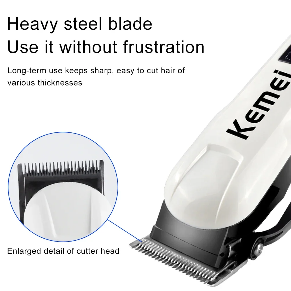 Kemei Hair Cutting Machine Electric Hair Clipper Cordless Trimmer for Men Shaving Machine Rechargeable Hair Cut Barber KM-809A