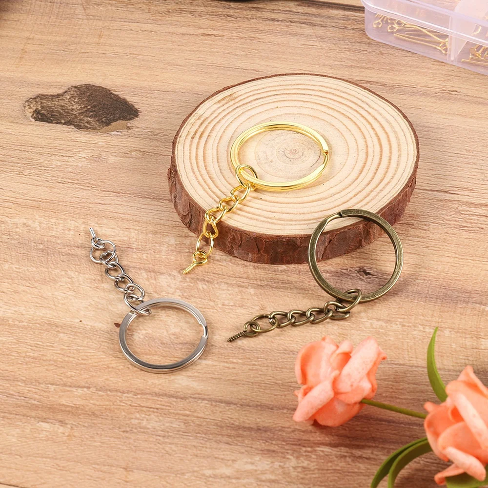 10-20pcs/lot 25 28 30mm Metal Blank Key Chain Ring With Screw Eye Pin for DIY Key Chains Jewelry Making Finding Accessories