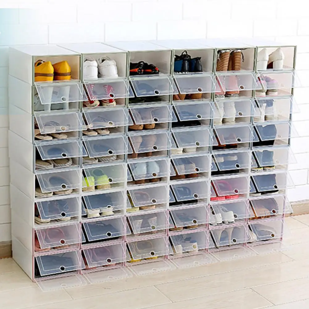 Shoe Holder Transparent Lightweight PP Clear Plastic Stackable Shoe Organizer for Home