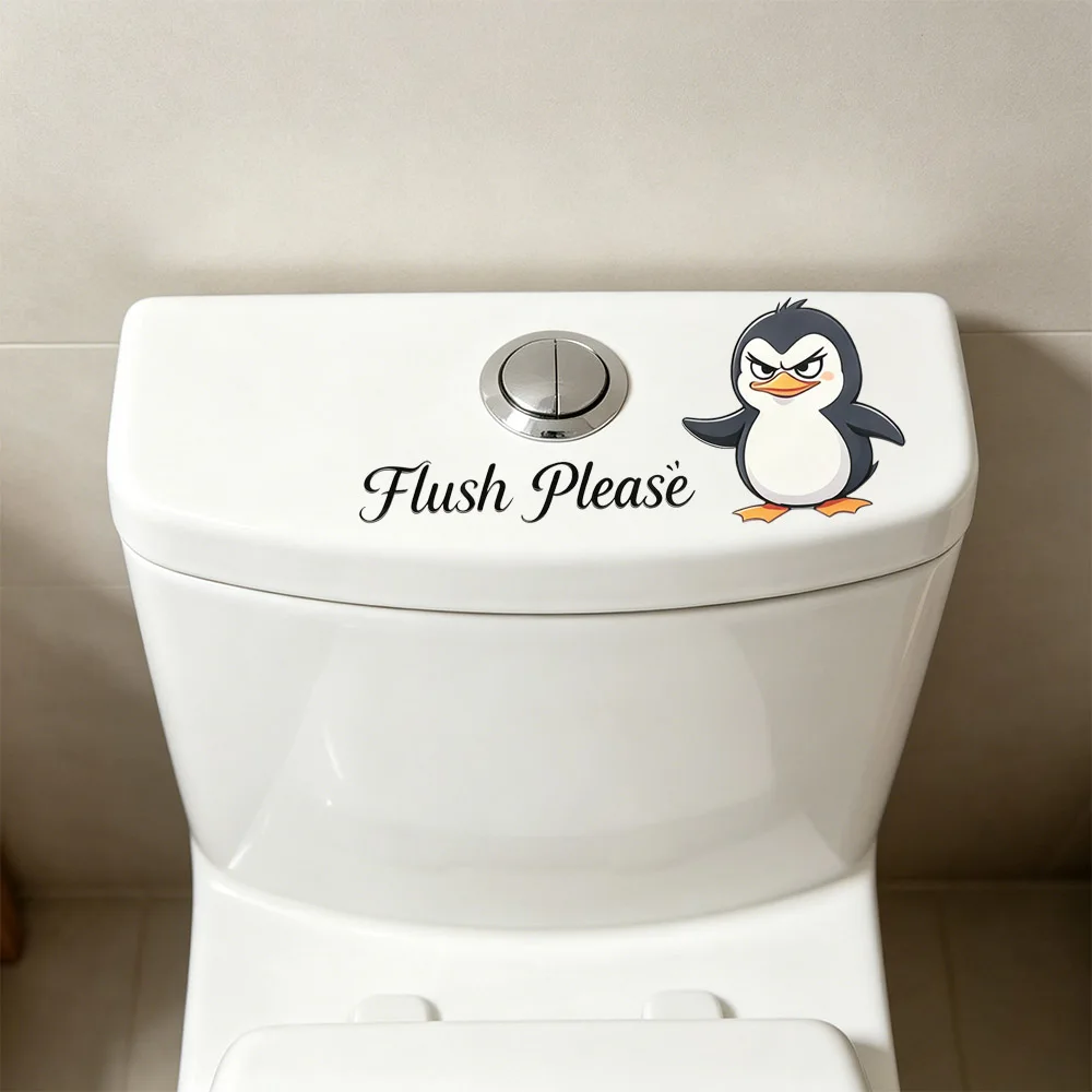 Cartoon Self-adhesive Toilet Sticker PVC Decoration Bathroom Decal Waterproof Funny Cartoon Sticke Toilet Water Tank