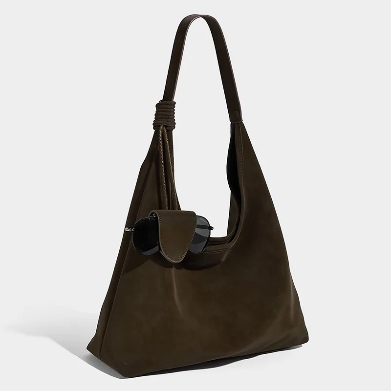 

Большая сумка в стиле ретро из искусственной замши для подмышек, горячая распродажа сезона, модная мягкая сумка-тоут с карманами для очков, сумки на плечо