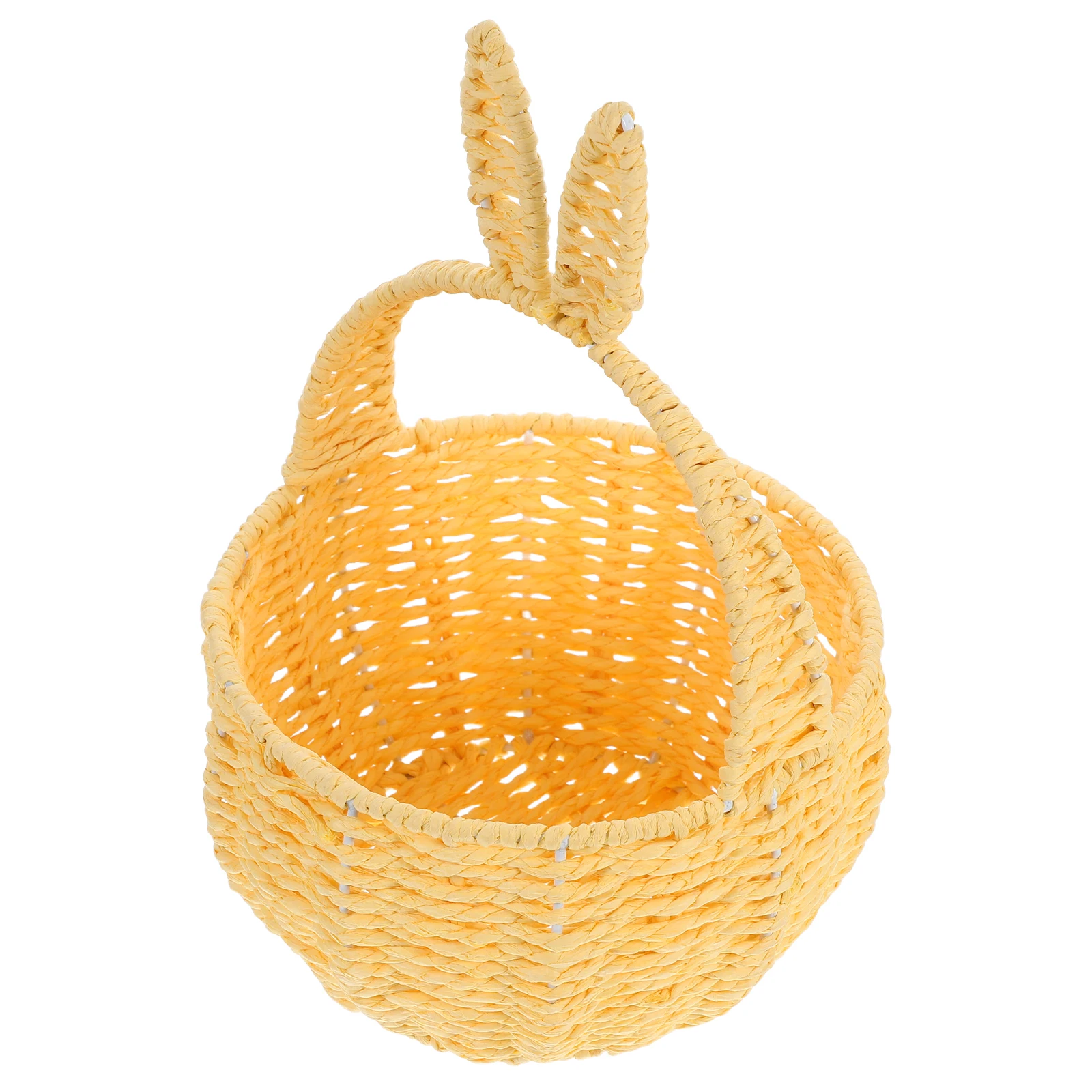 

Flower Basket Bunny Shaped Storage Carrying Fruit Animals Camping Woven Rabbit Ear Handheld Durable Reusable Picnic Elegant