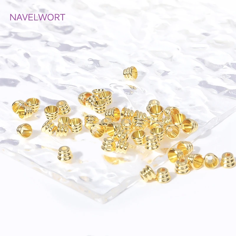 18K Gold Plated Brass Small Bead Caps Cone Tassel Cap For Jewelry Making DIY Bracelets Necklace Beading Accessories Wholesale