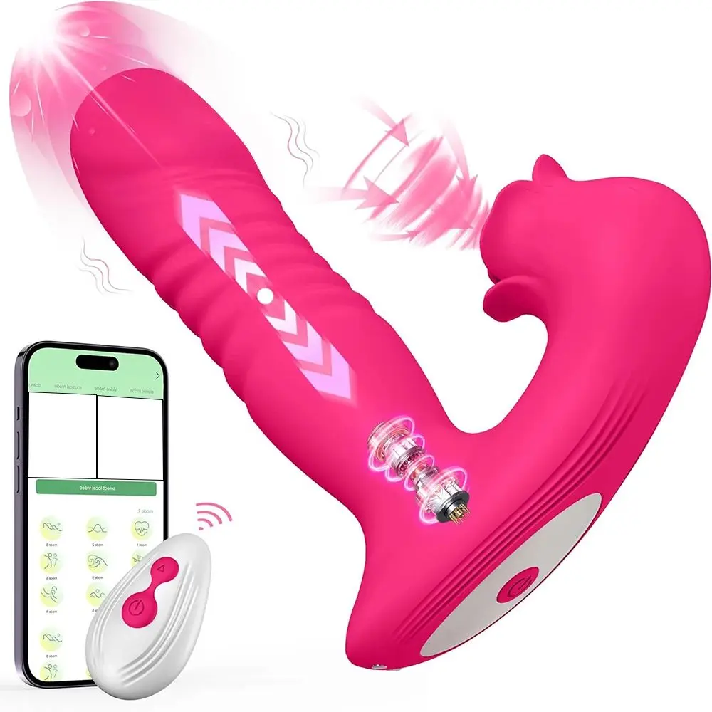 APP Rose Thrust Vibrator Strong Sucking Female Toy Wearable G-spot Clitoris Stimulator Female Dick Masturbator Dildo Sex Toy