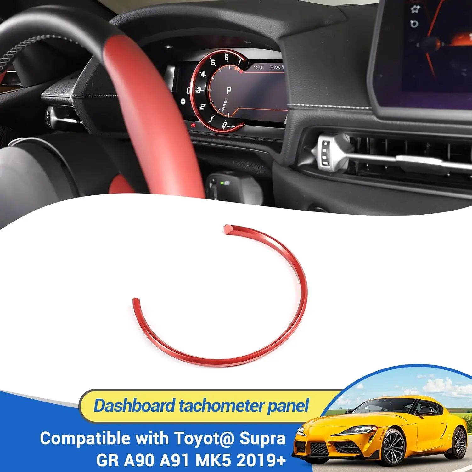 

Aluminum Alloy Car Dashboard Tachometer Decoration Ring Sticker Car Interior Accessories For Toyota GR Supra A90 MK5 2019-2025
