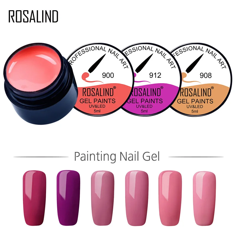 Rosalind 5ml pintura gel frasco gel polonês semi permanente embeber fora base fosco casaco superior prego beleza escova gel design uv/led cura