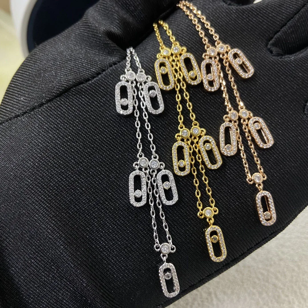 

925 Sterling Silver Zircon Inlaid 5-Diamond Women's Jewelry Necklace, A Fashionable Party And Holiday Gift.