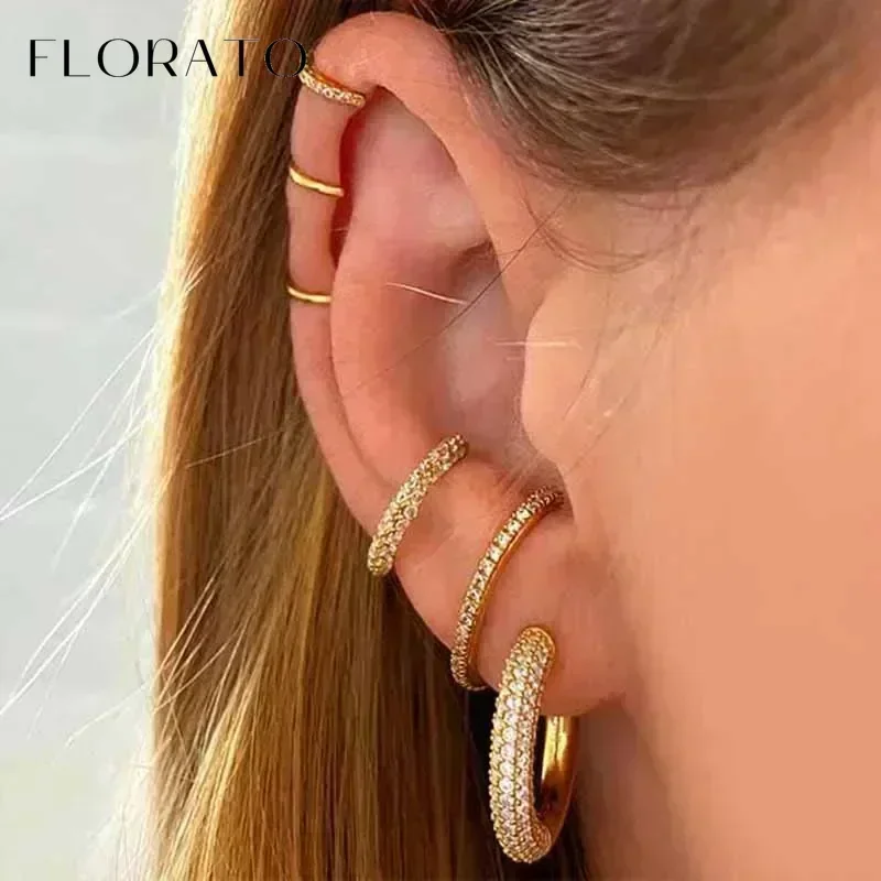 Pendientes de plata 925 con cartílago, pendientes de circonita en forma de C a la moda, pendientes Piercing geométricos europeos y americanos para