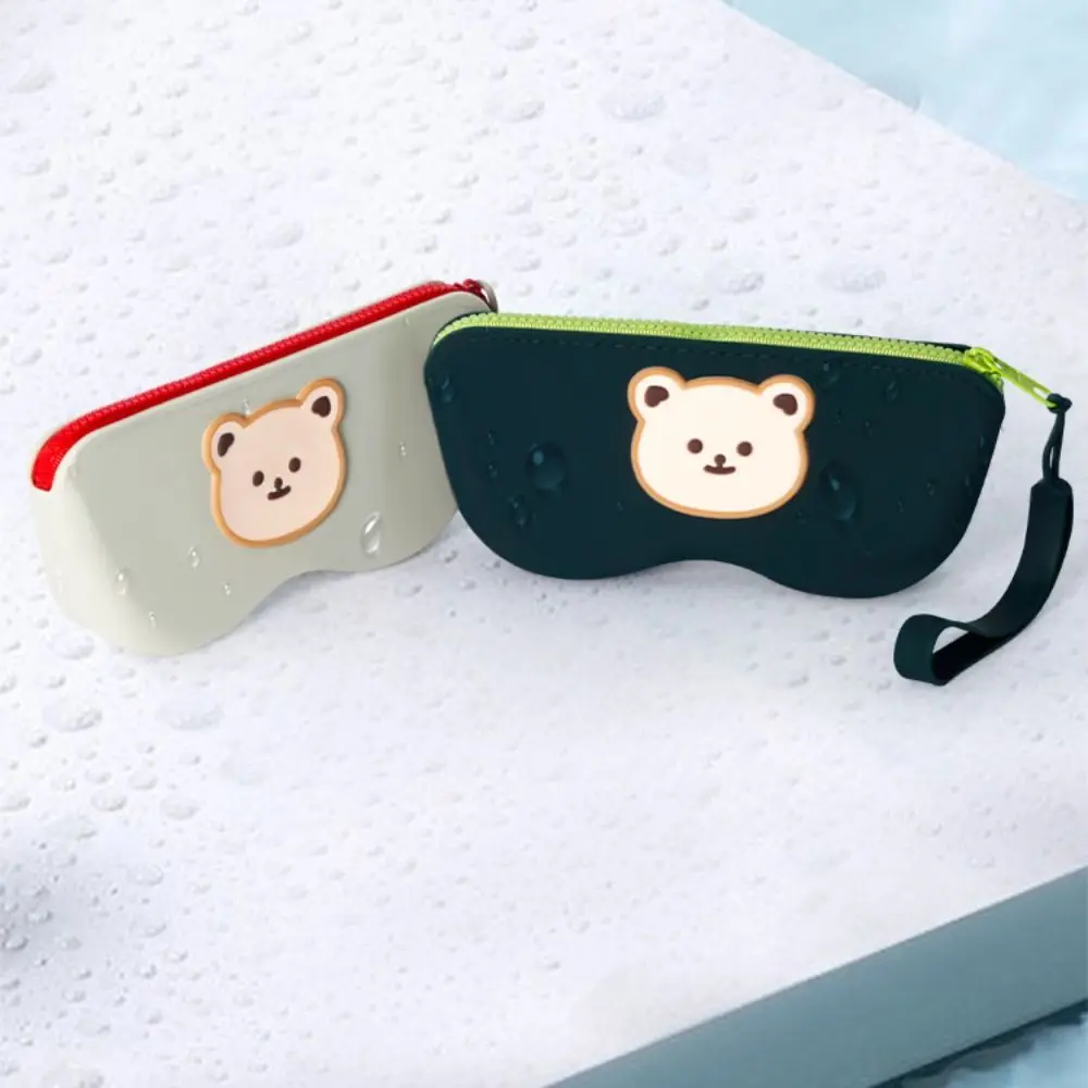 

Waterproof Silicone Eyeglasses Case Dustproof Multifunctional Small Items Bag Coin Purse Cartoon Bear Sunglasses Pouch Travel