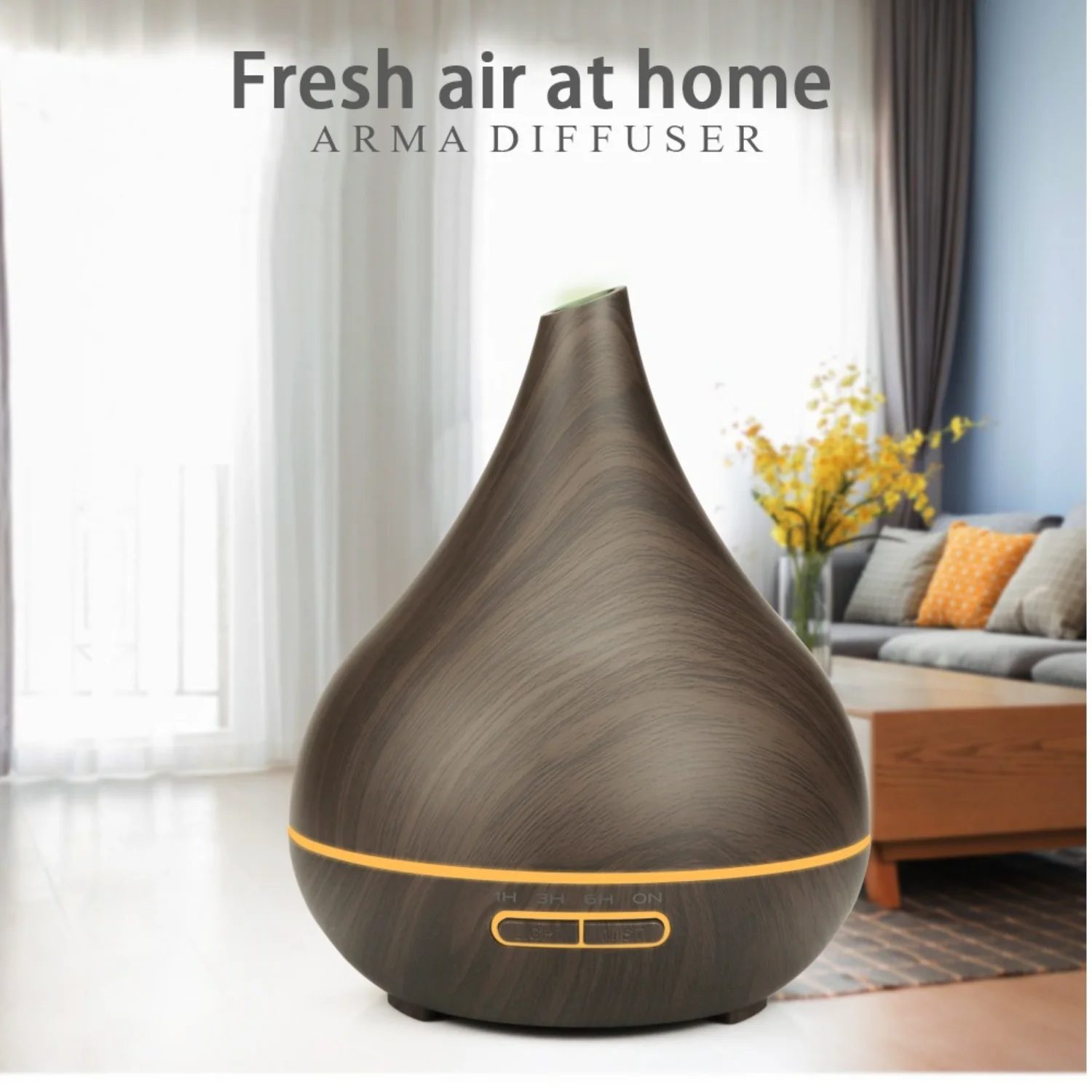 

Large slanted mouth humidifier 400ml aromatherapy machine Lily aromatherapy machine Household wood grain humidifier