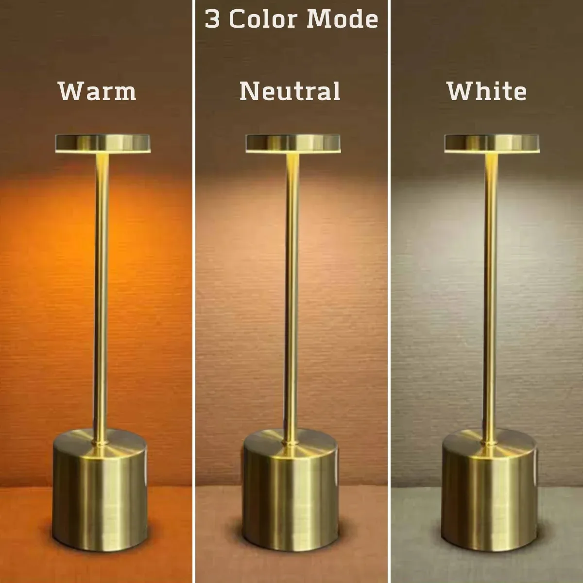 Metal Table Lamp Night Light Stepless Dimming  USB Rechargeable Touch Decoration Desk Lamp Bedside Lamp Hotel Bar image 5