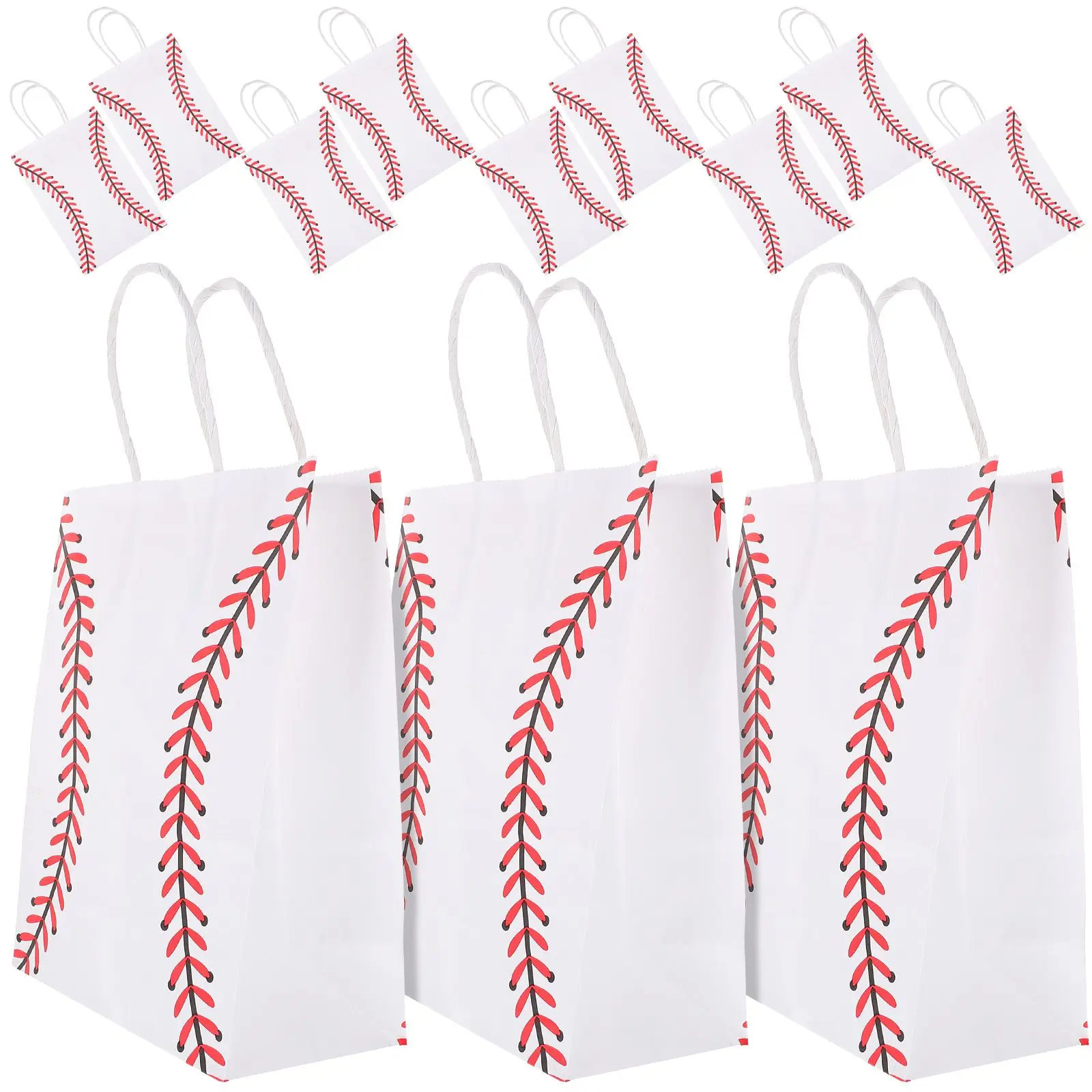 

12 Pcs Baseball Treat Bags Party Goody Gift Bags Foldable Paper Storage Bags For Christmas Sports Lightweight Kraft Paper Gift