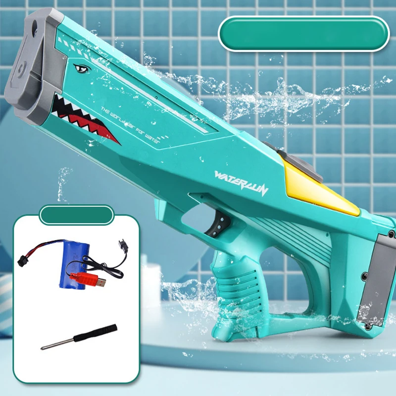 Big Automatic Water Gun Toy Electric Shark Water Shooter High Pressure Spray Summer Pool Party Games Toys For Chidren Adult