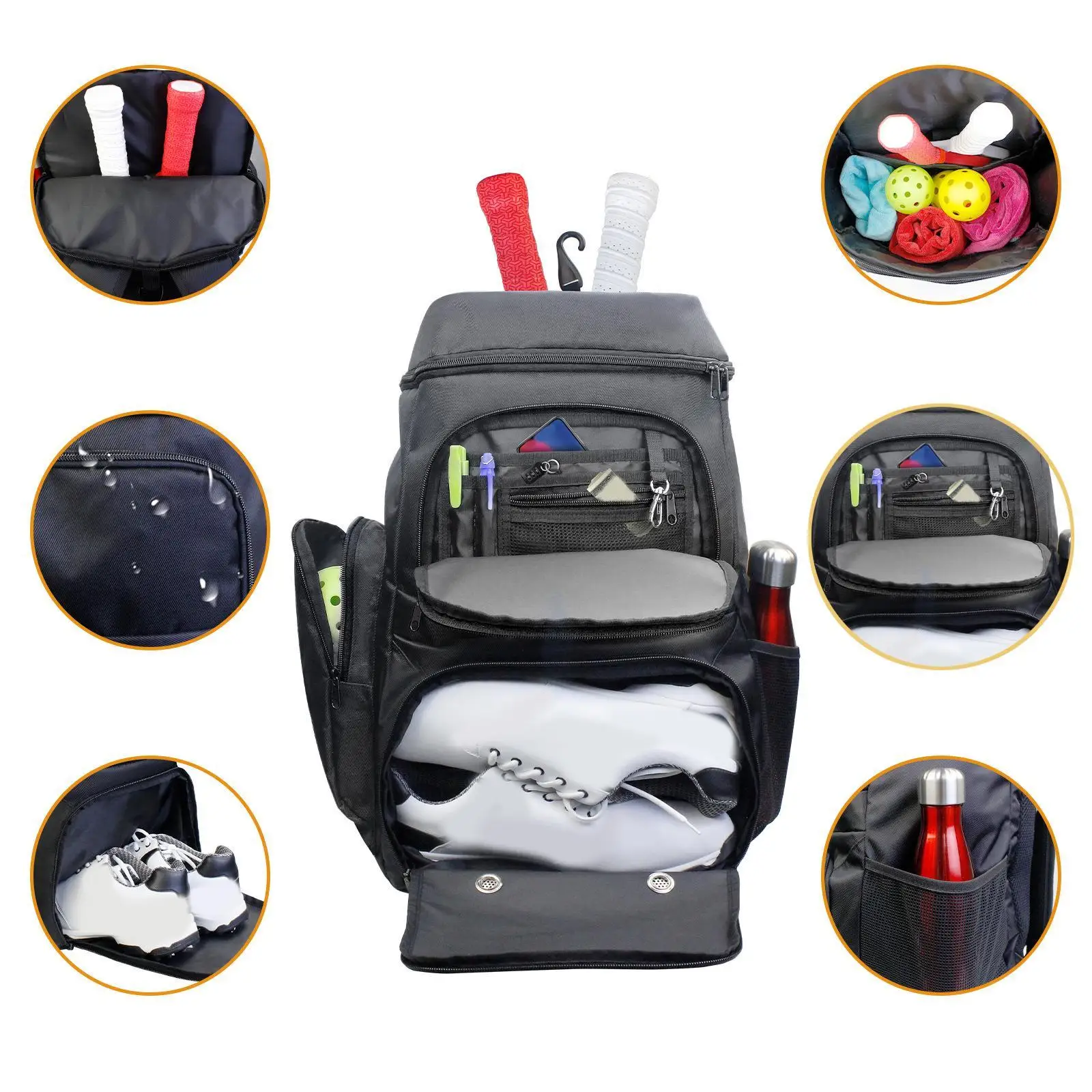 

Pickleball Backpack with Shoe Compartment Lightweight Rucksack Gym Bag