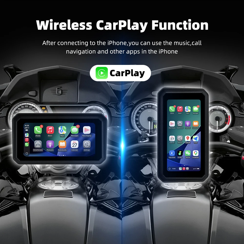 EKIY 6.25 in Wireless Carplay Android Auto Motorcycle GPS