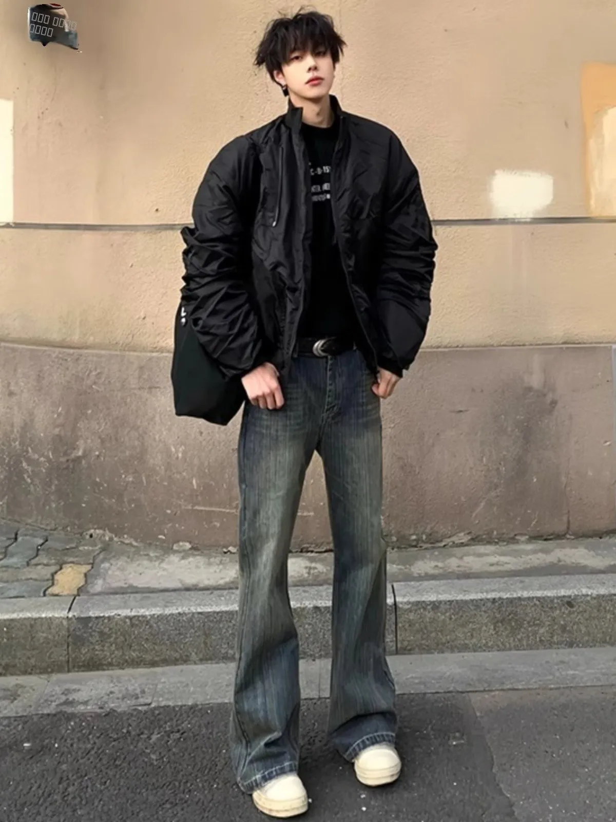 

Мужские джинсы American Vibe в стиле ретро, расклешенные, в стиле хип-хоп, повседневные, универсальные, свободного кроя, с эффектом похудения, прямые джинсы