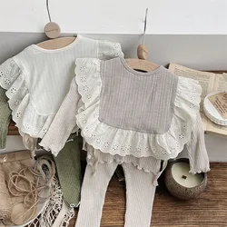 MILANCEL New Autumn Baby Clothes Set Infant Pit Strip Underwear Set +Lace Smock Toddler Girls Outfit 3PCS