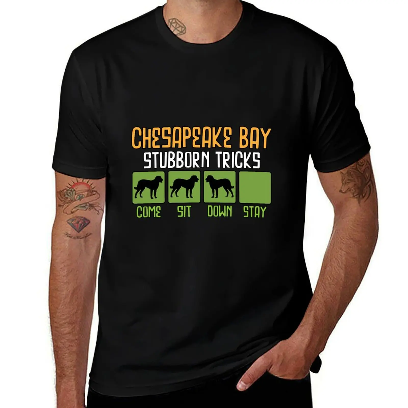 Chesapeake Bay Retriever Stubborn Tricks Funny Humor Saying T-Shirt Graphic Print Short Sleeve T-Shirt