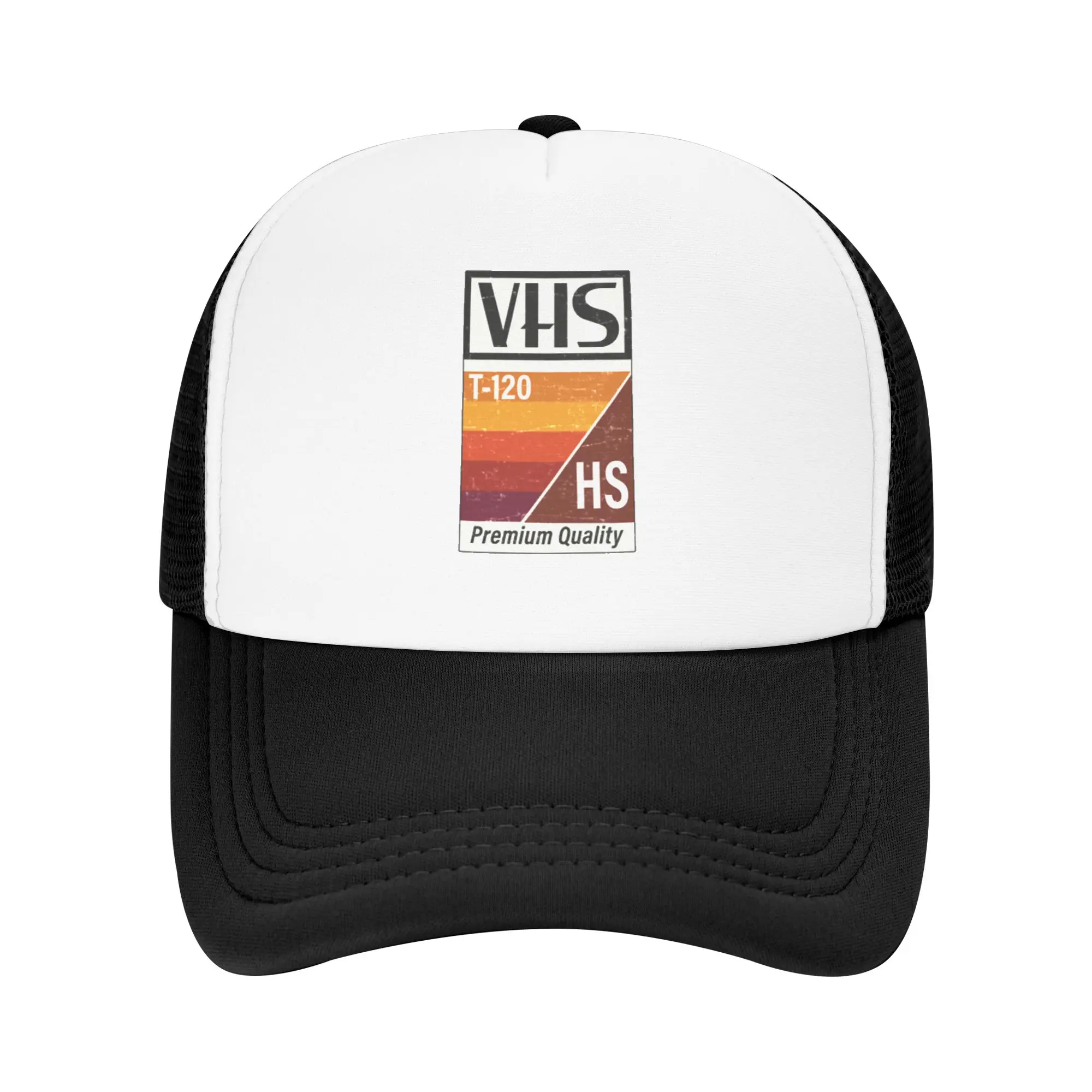 Boné de beisebol de malha com efeito desgastado estilo VHS, estilo doce e descolado.