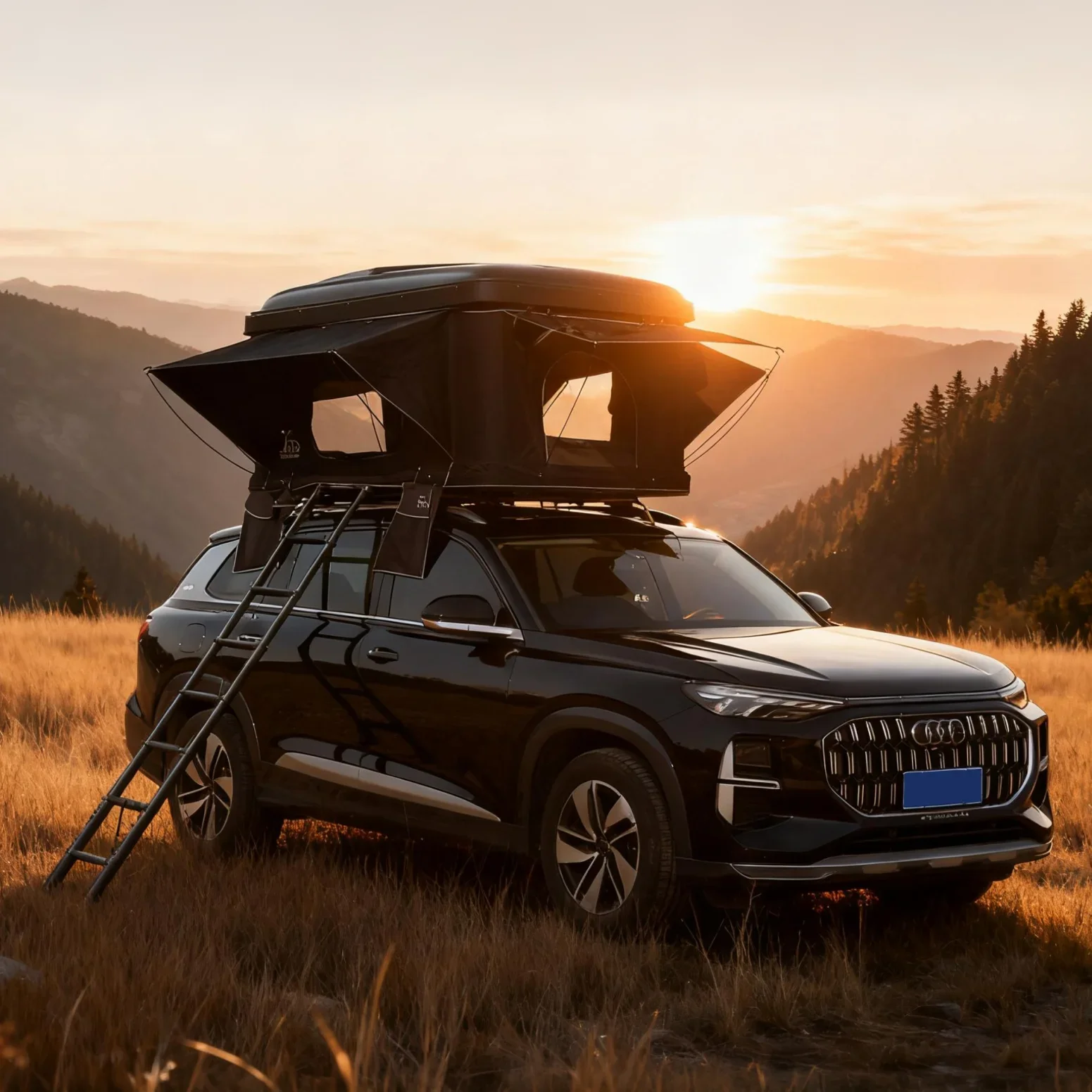 

Двойная расширяемая всплывающая палатка Roofnest Hardshell для спального ящика грузовика - портативная палатка для кемпинга на открытом воздухе