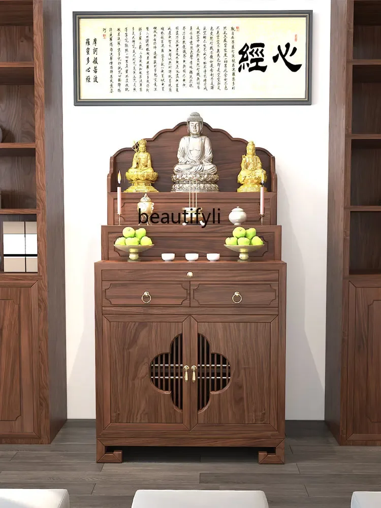 

Solid Wood Tibetan Style Altar Three-Layer Buddha Shrine Domestic Buddhist Hall for New Chinese Buddha Niche