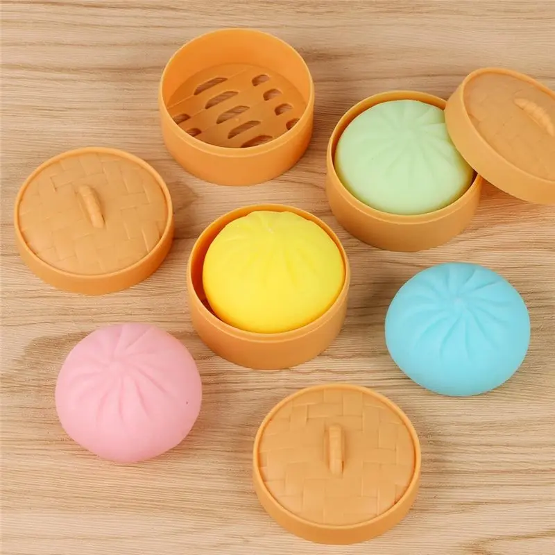 WOWFU-main anti-stress, Fidget sensoriel 4 pièces boulette colorée presser pâte boule chignon