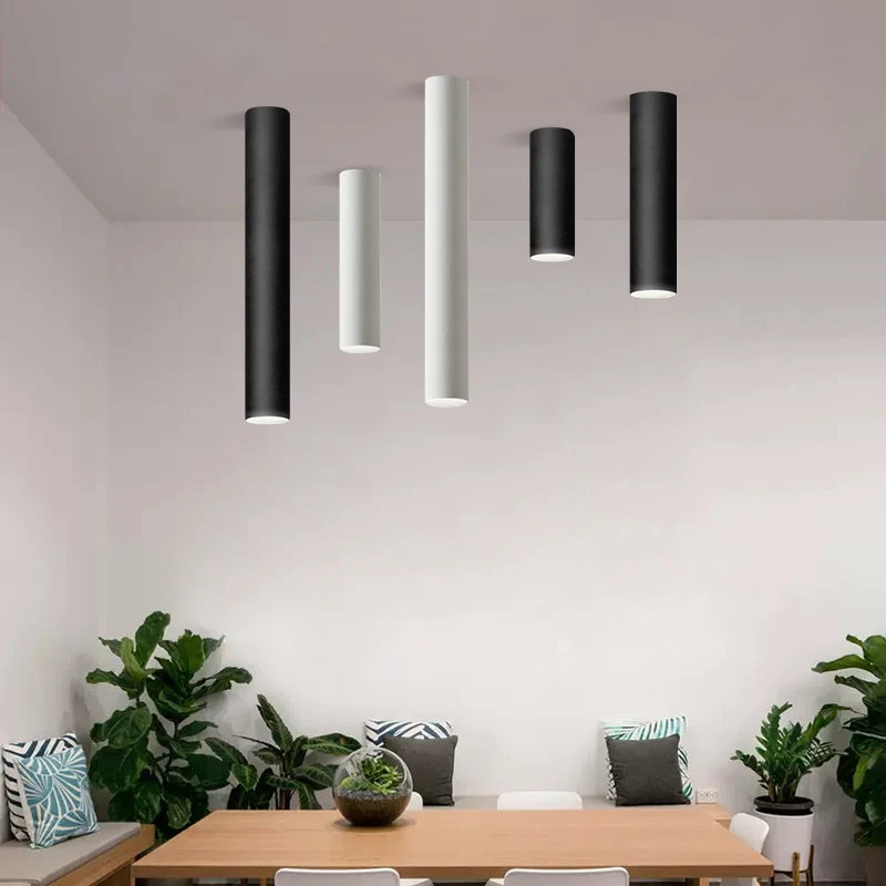 

LED Ceiling Lamp COB Surface Mounted Cylinder Downlight Kitchen Long Pipe Tube Lamp Dining Room Bar Counter Shop Decor Spotlight