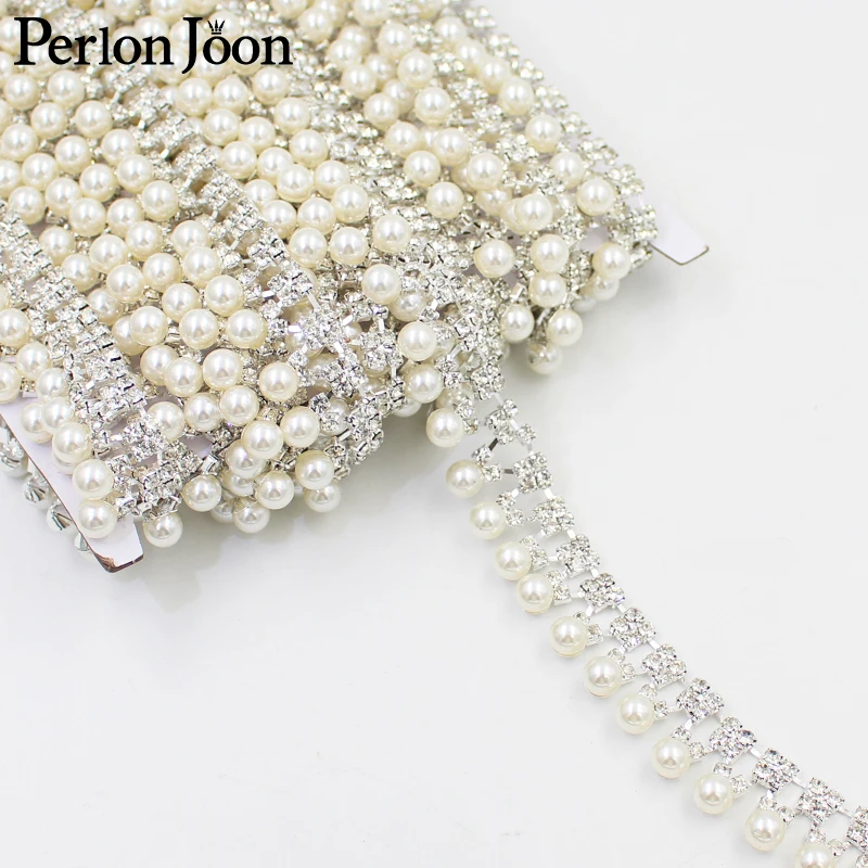 pearl tassel rhinestone trim  pearl pendant trim chain Used for bridal wedding dresses, shoe accessories ML054