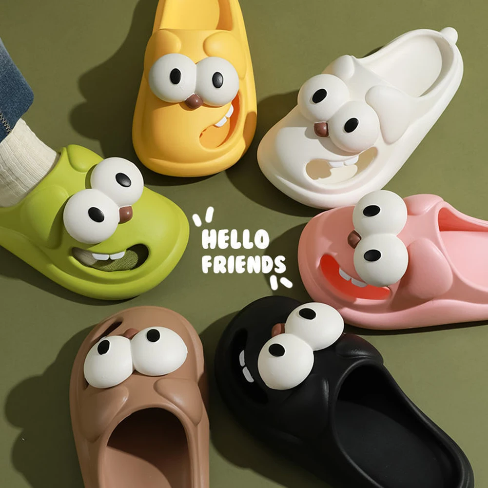Cartoon Big Eyed Dog Slippers Lovely Funny Comfortable Breathable Wear-Resistance Women's Cartoon Dog Slippers For Home Bathroom