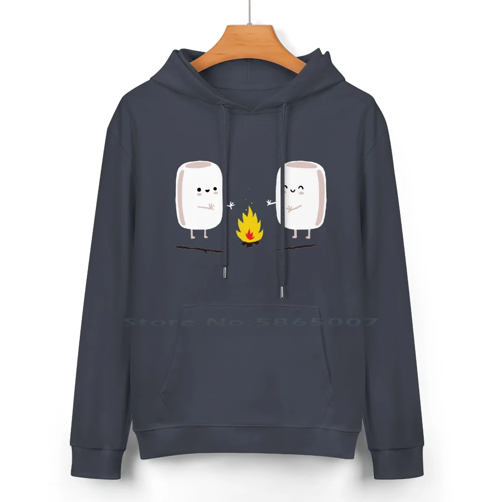 Marshmallows Pure Cotton Hoodie Sweater 24 Colors Camping Campfire Cute Funny Food 100% Cotton Hooded Sweatshirt For Women Men