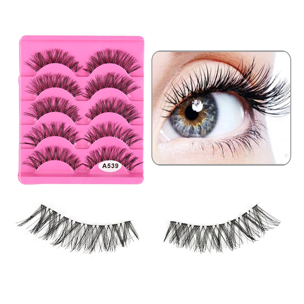 5 Pairs 3D Fake Eyelashes Long Thick Natural False Eye Lashes Set Mink Makeup Cross Fiber Handmade Fiber Extension Silk Eyelash