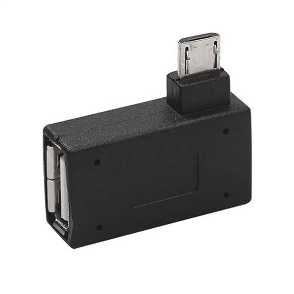 Adaptor mikro USB 2.0 betina ke jantan, catu daya OTG mikro 2018 Port 90 derajat kiri 90 kanan bersudut adaptor OTG