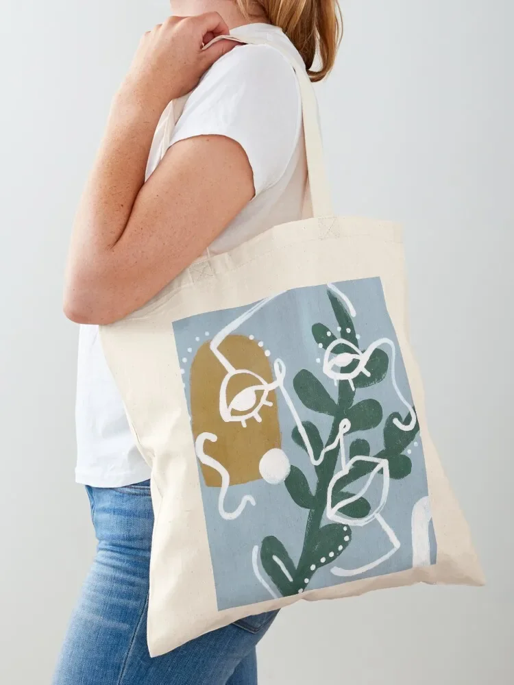 

BLUE PLANT ABSTRACT Tote Bag Women's shopping bag cute pouch bag tote canvas tote men's