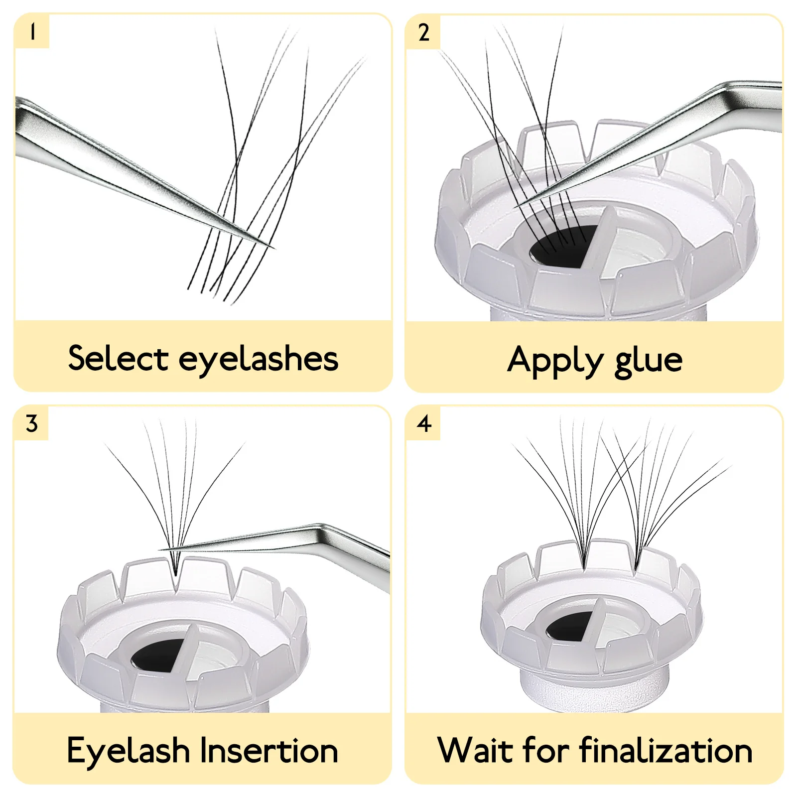 100 قطعة من أدوات تمديد الرموش المزهرة القابلة لإعادة الاستخدام المقاومة للماء والمتينة لمستلزمات المكياج #4