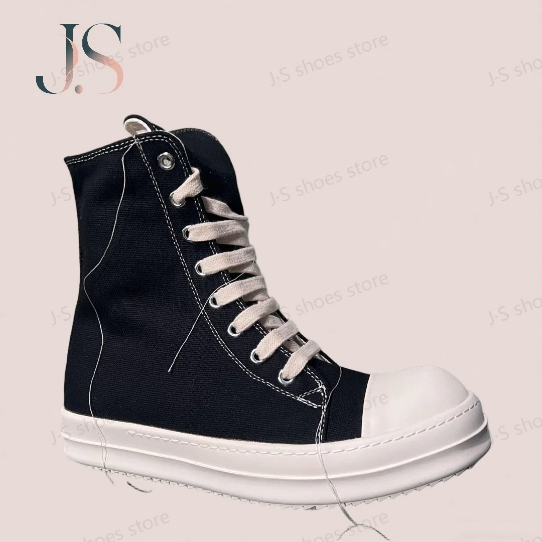

Ro Designer Black Canvas High Top Shoe Tassel Style Sneakers Men Shoes Women Casual Ankle Boot Zipper Sneaker Boots