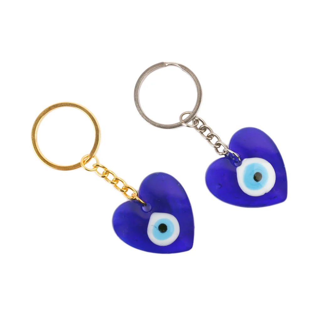 

Blue Evil Eye Heart Keychain Turkish Eye Nazar Bead Charm Keyring for Protection from Bad Luck Car Key Chain Jewelry Party Gifts