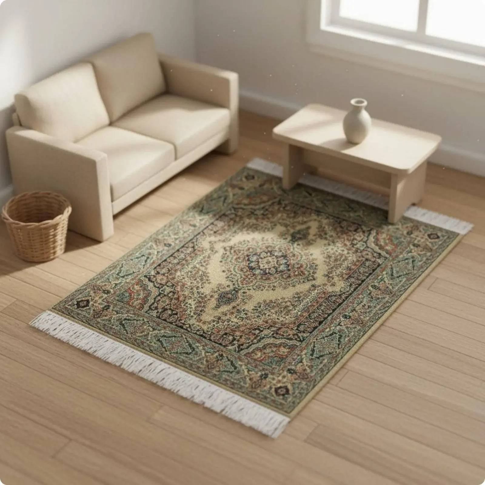 

Vintage Woven Dollhouse Carpet Handwoven 1:12 Scale Dollhouse Rug 1:12 Scale Rug Fringed Edges Realistic Appearance