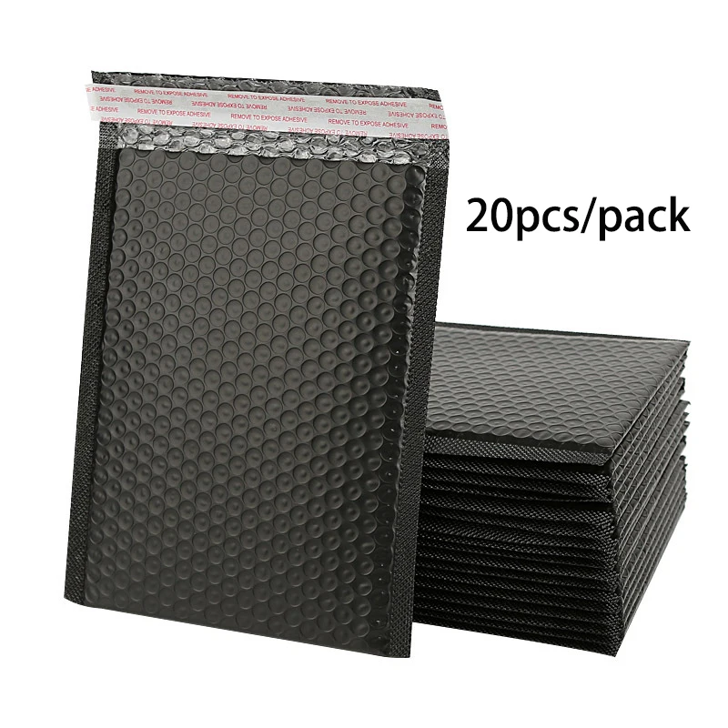 20Pcs Co-Extruded Bubble Mailers, Black/Pink Waterproof Padded Envelopes Shockproof Shipping Bags for Logistics Packaging