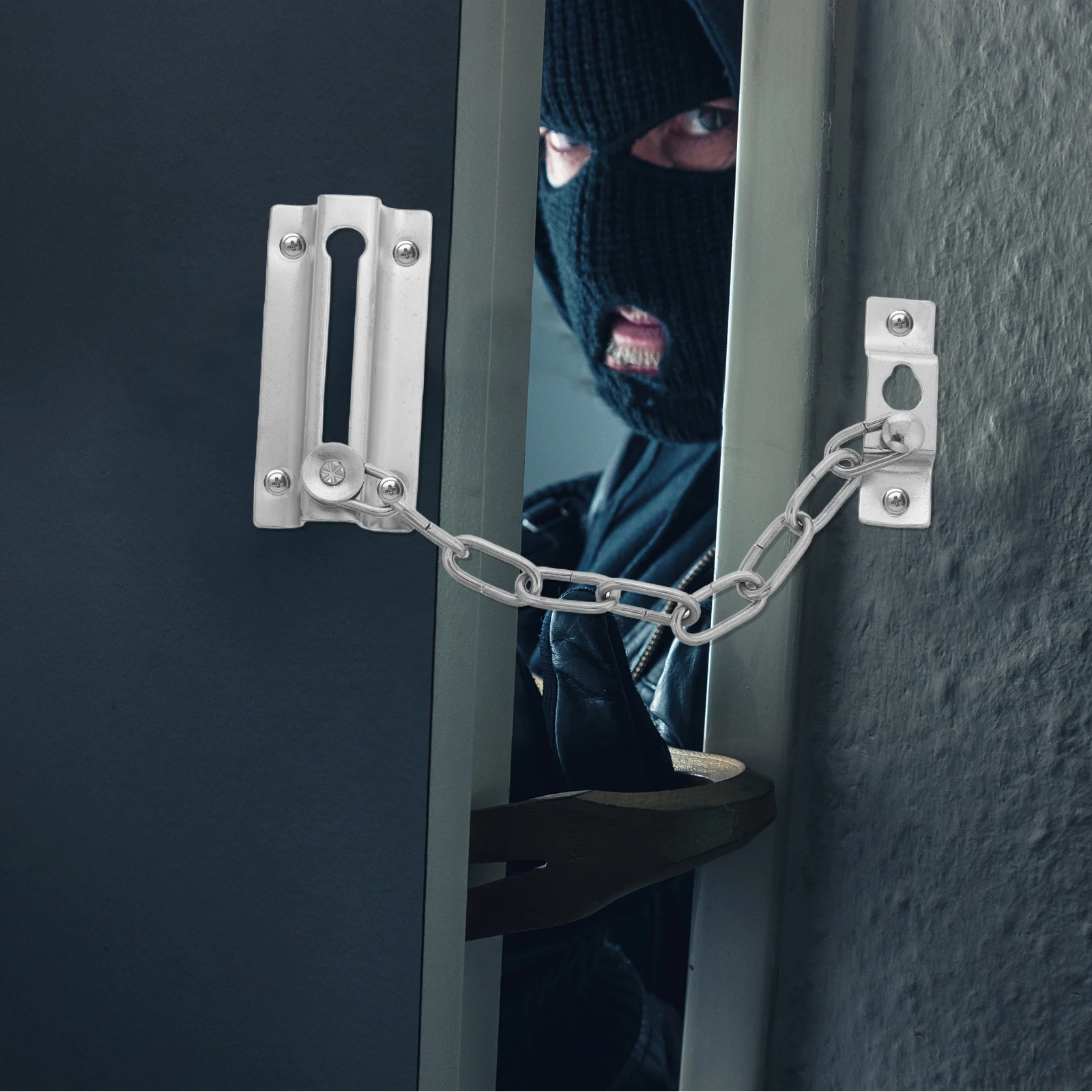 

Door Anti-theft Chain Latch Lock Heavy Duty Stainless Steel Security Inside Front Child Safety Bolt Hook Hardware